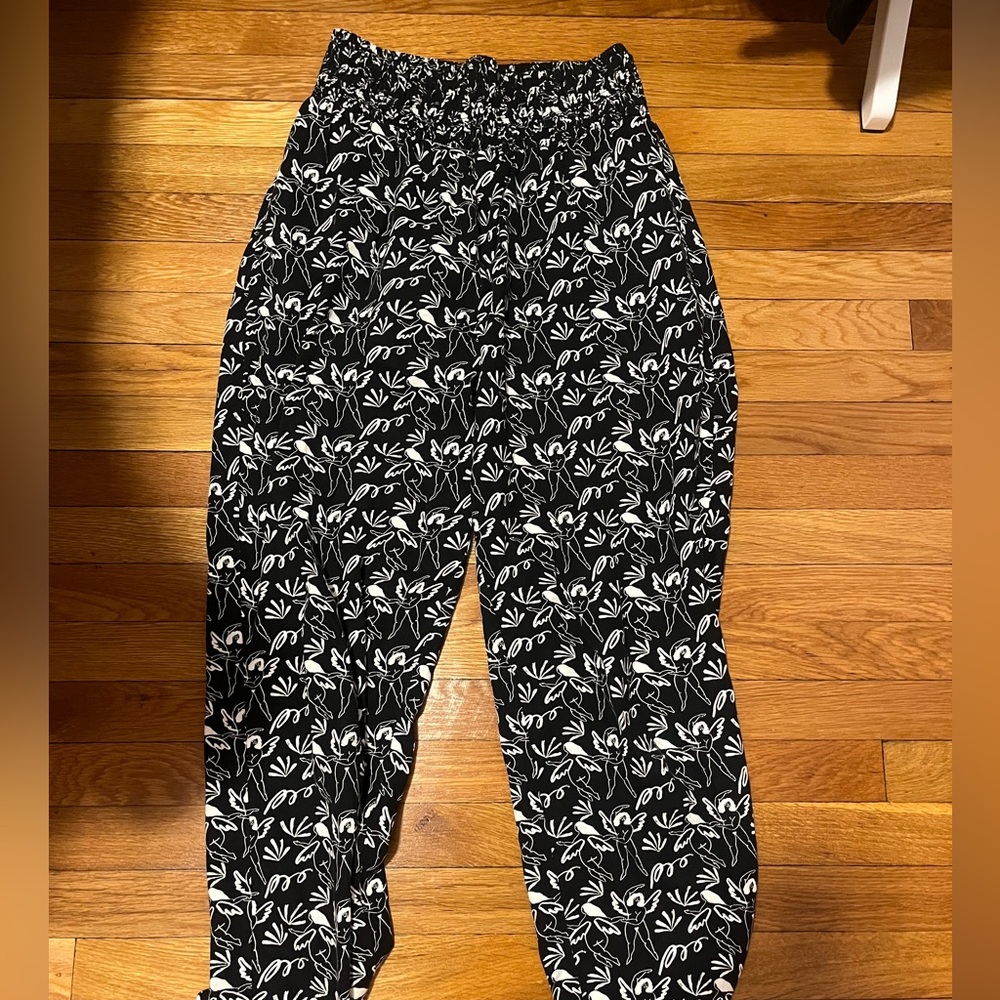 Lucy And Yak Patterned Alexa Trousers Pants M/L Black White Dancing Angel People